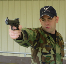 SrA VanHouten with Service Pistol